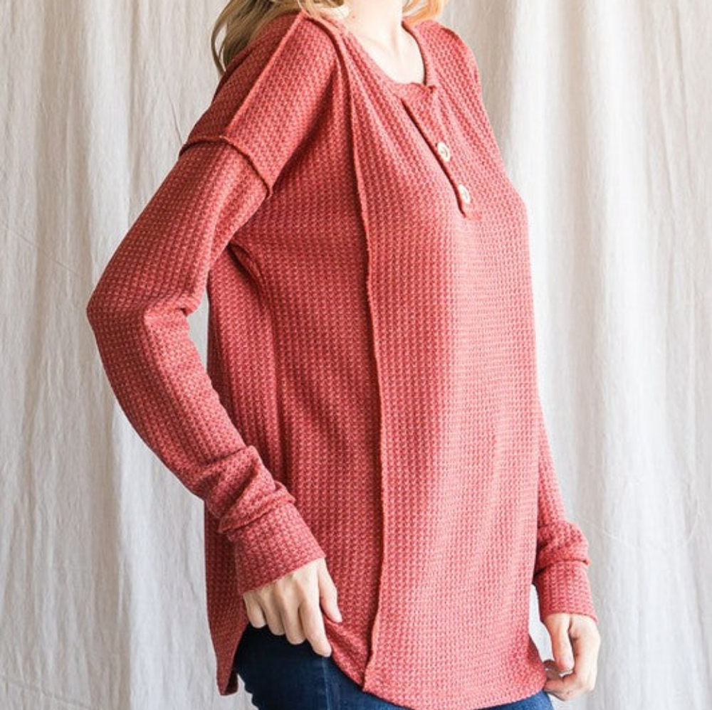🔸️sale🔸️Rust Zara Waffle Knit Top